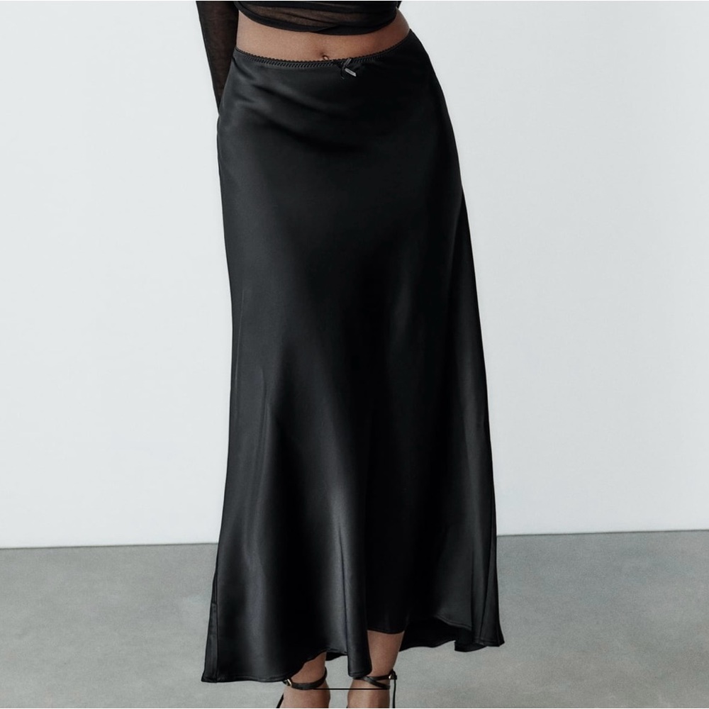 Zara maxi slip skirt black